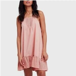 Free People Intimately peach pink cross back strap mini dress size S